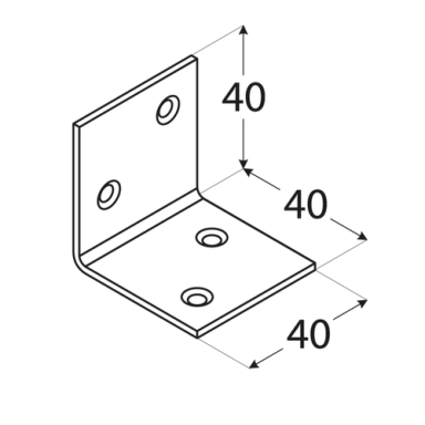 Cinkuotas kampukas 40x40x40x1,5 mm 50 vnt. Cinkuotas kampukas 40x40x40x1,5 mm 50 vnt.